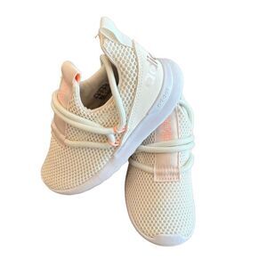 Adidas Kids Lite Racer White Light Flash Orange Size 9 1/2